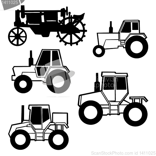 Image of vector tractor set on white background