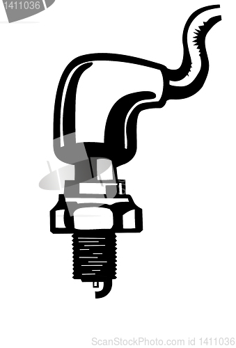 Image of vector silhouette spark plug on white background