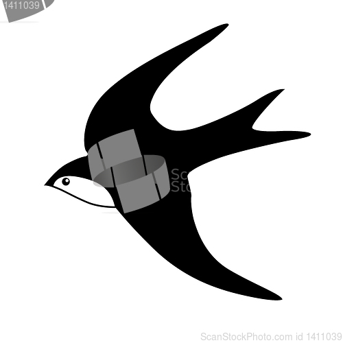 Image of vector silhouette of the swallow on white background