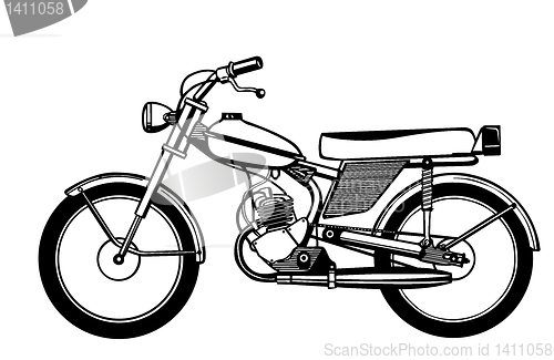 Image of vector silhouette moped on white background