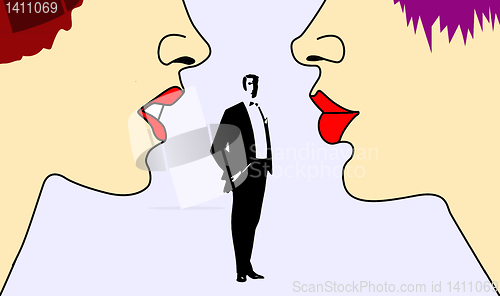 Image of vector silhouette two womans on white background