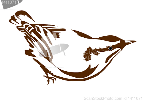 Image of vector silhouette nuthatch on white background