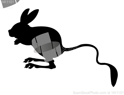 Image of vector silhouette jerboa on white background