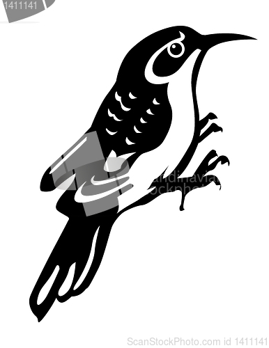 Image of vector silhouette of the timber bird on white background