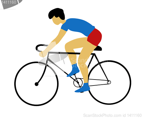 Image of vector silhouette bicyclist on white background