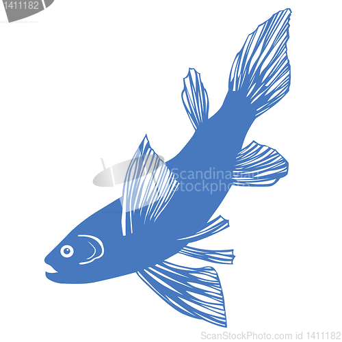 Image of vector silhouette of fish on white background