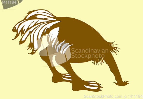 Image of vector silhouette ostrich on yellow background