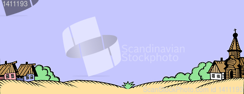 Image of rural landscape on white background. vector