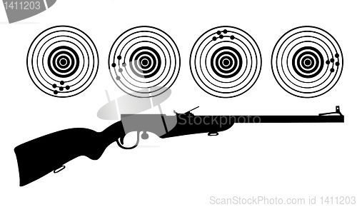 Image of vector silhouette of the rifle on white background