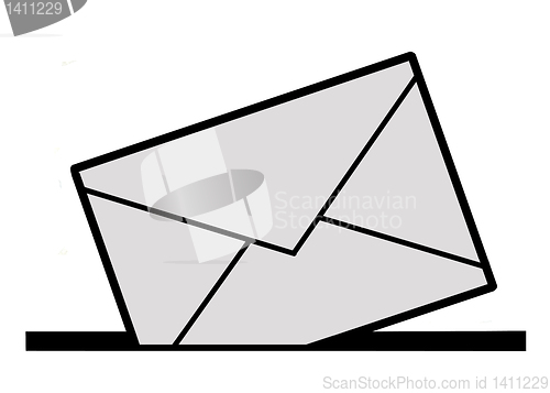 Image of vector silhouette envelope on white background