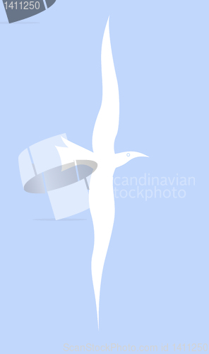 Image of vector silhouette of the bird in sky