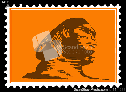 Image of vector silhouette of the sphinx on postage stamps