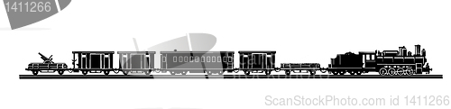 Image of vector silhouette of the old train on white background