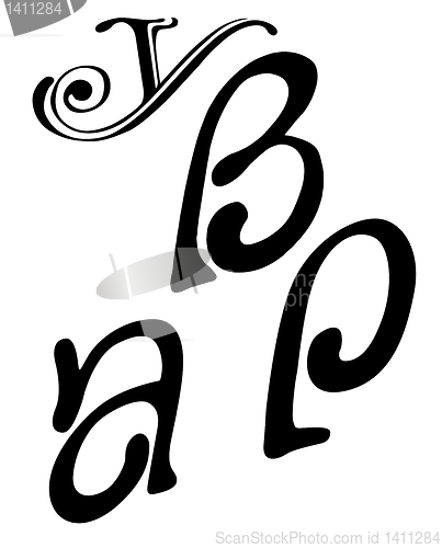 Image of vector letter Â, A, P, Y on white background