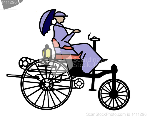 Image of vector old-time bicycle on white background