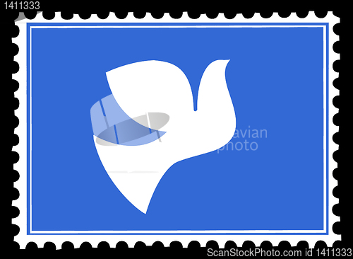 Image of vector silhouette dove on postage stamps
