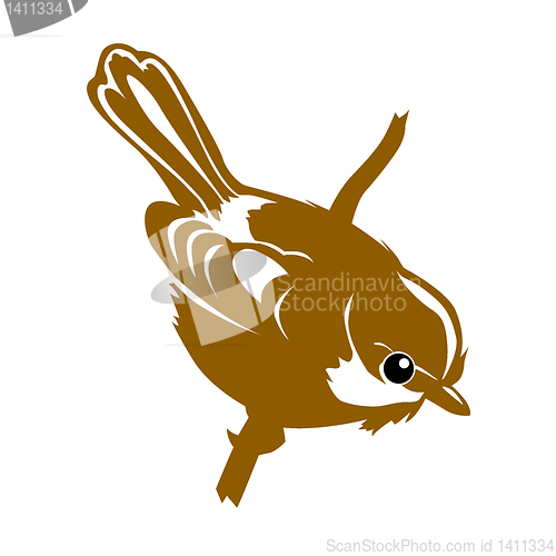 Image of vector silhouette of the bird on white background