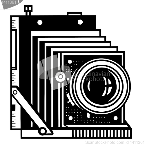 Image of retro camera on white background. vector