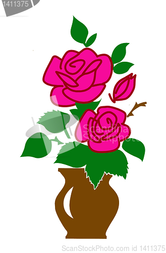 Image of vector silhouette of the rose on white background
