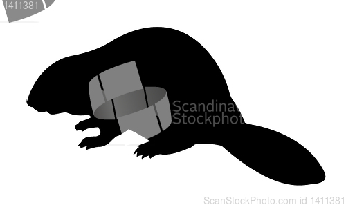 Image of vector silhouette beaver on white background
