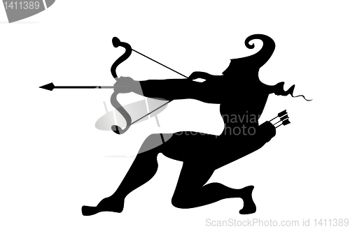 Image of vector silhouette of the arrows on white background