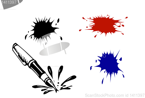 Image of vector varicoloured inkblots on white background