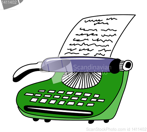 Image of vector drawing of the printed type-writer on white background