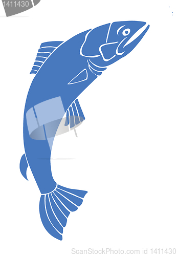 Image of vector silhouette salmon on white background