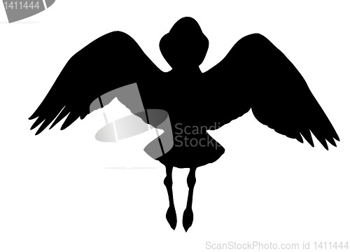 Image of vector silhouette flying birds on white background