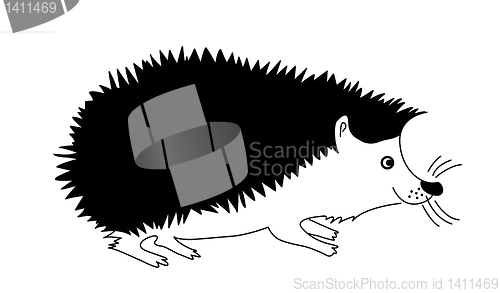 Image of vector silhouette hedgehog on white background