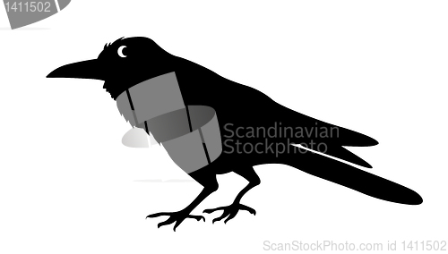 Image of vector silhouette ravens on white background