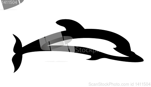 Image of vector silhouette dolphin on white background