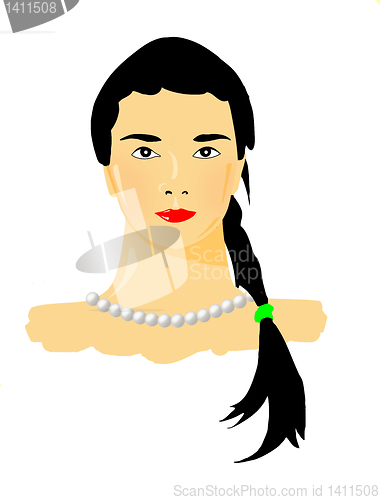 Image of vector portrait of the girl on white background