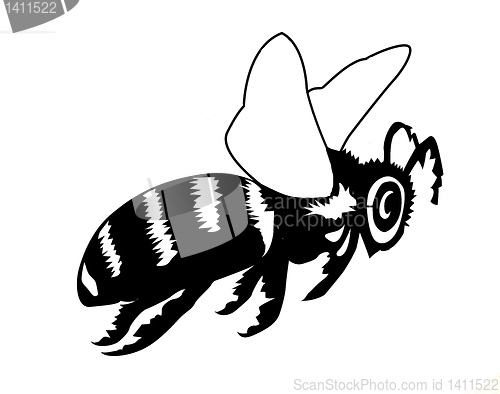 Image of vector silhouette of the bee on white background
