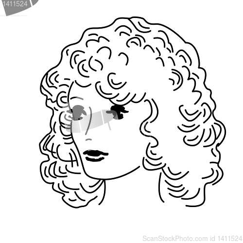 Image of vector portrait of the girl on white background