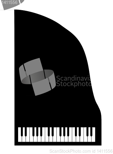 Image of vector silhouette grand piano on white background