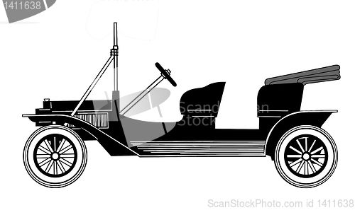 Image of vector silhouette retro car on white background
