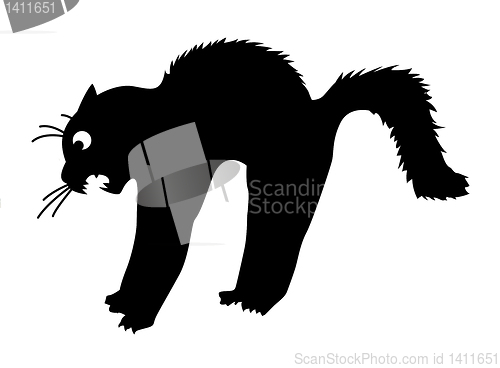 Image of vector silhouette of the cat on white background