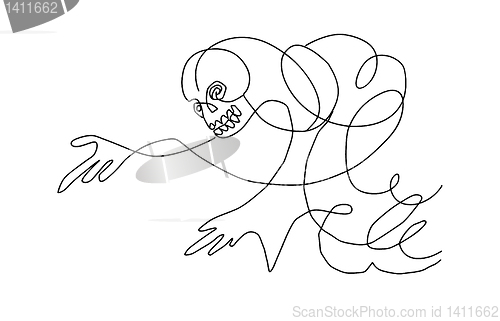 Image of vector silhouette skeleton on white background