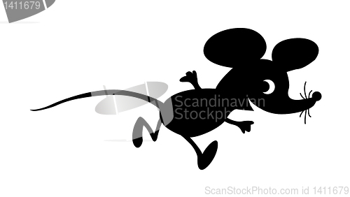 Image of vector silhouette mouse on white background
