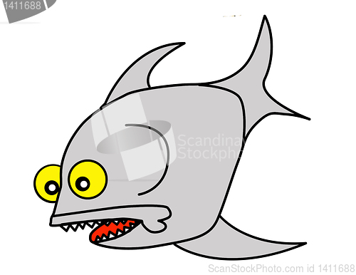 Image of vector silhouette fish on white background