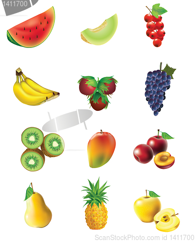 Image of Set of  fruits and vegetables