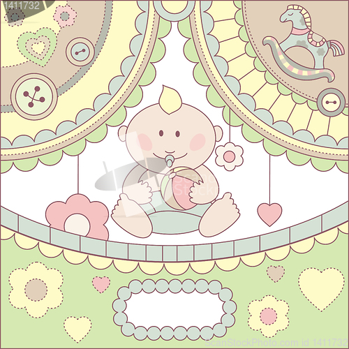 Image of cute vector baby boy card 