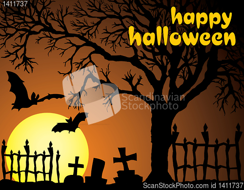 Image of Halloween vector illustration scene