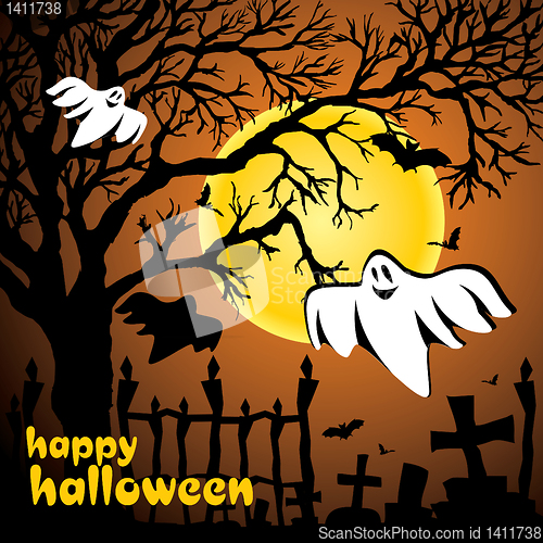 Image of Halloween vector illustration scene