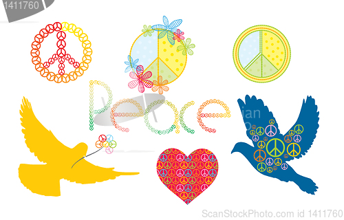 Image of set of peace symbols