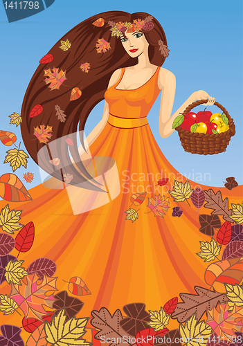 Image of vector lady autumn
