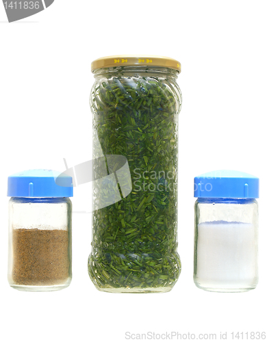 Image of Tinned greens, pepper and salt 