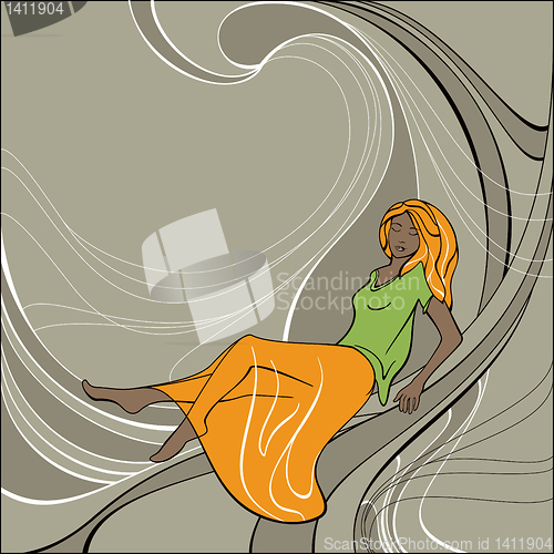 Image of romantic card with pretty girl