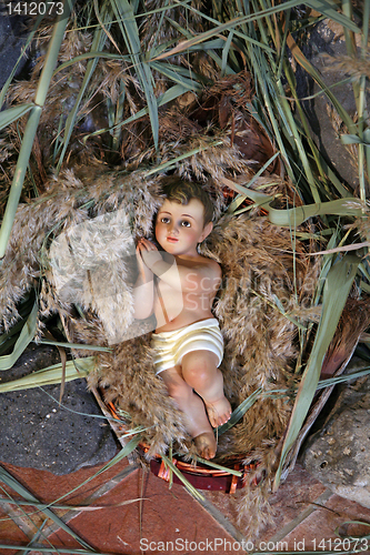 Image of A baby Jesus figure on Christmas, Tabgha-Church of St. Peter's P